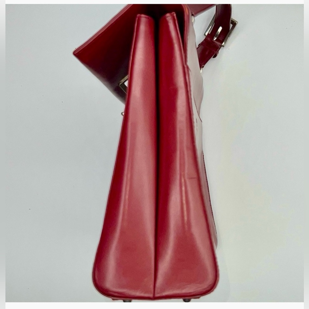 Prada Red Leather Satchel Bag | Vintage | Structured Top Handle Classic - Picture 4 of 16